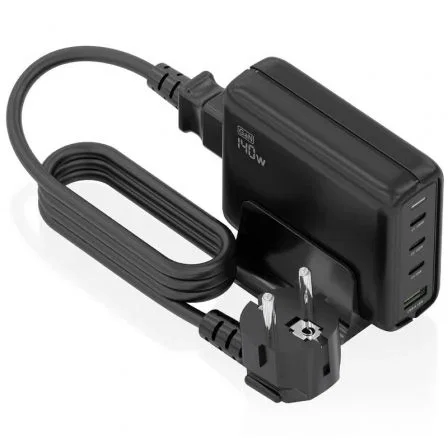 Aisens Cargador Sobremesa GaN 140W 3xUSB-C y 1xUSB-A Negro